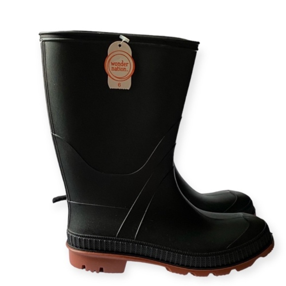Wonder Nation Boots Women’s Size 6 Black Rain Chore Slip On/Off NWT